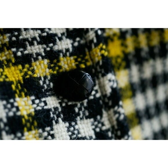 Vintage Junior House Micro Check Long Line  Wool Vest with Grandpa Buttons M - Picture 7 of 8